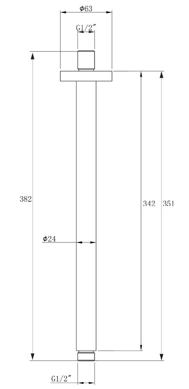 Omnires Ramię prysznicowe sufitowe 24 cm RS31CR