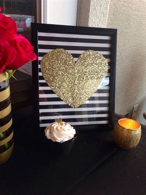 Glitter Heart Sign 40th Birthday Party Black Gold And Pink Theme