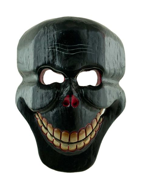 Masque tibetain Citipati noir Tête de mort 31 cm Bois Nepal Himalaya