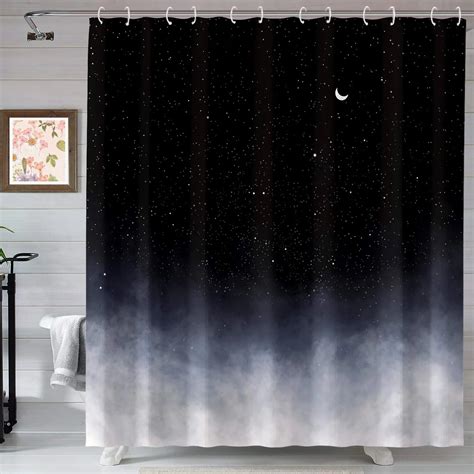 Rideau De Douche Motif Lune L Cm X H Cm Shop Rideaux