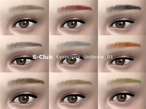 S Club Wm Thesims4 Eyebrows Unibrow 01 Unibrow Eyebrows Facial Hair