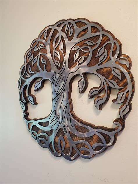 Tree Of Life Metal Art Wall Decor Metal On Wood Made In Usa Etsy