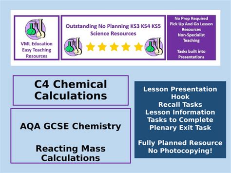 Aqa Gcse Chemistry Reacting Mass Calculations Full Lesson Presentation And Resources Teaching