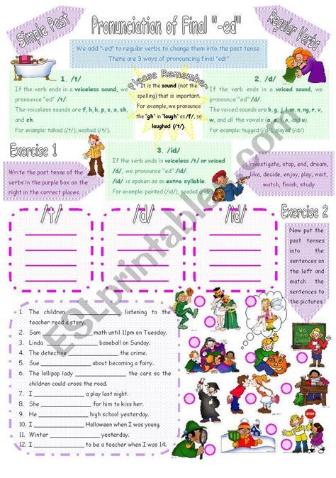 Ed Pronunciation Worksheet Chart Sheet Gallery