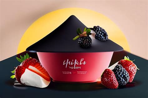 Premium Ai Image Yogurt Strawberrys Blackberrys Pineapple Pasion Fruit Hills Minimalist High