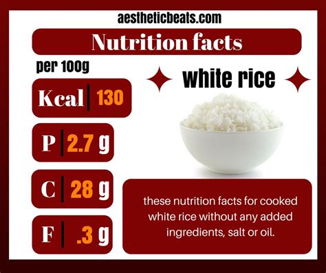 This Is An Infographic Of White Rice Nutrition Facts Without Any Added Ingredients Salt Or Oil