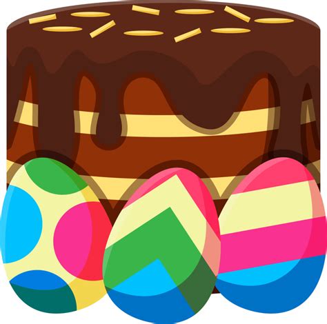 Easter Element Icon Illustration With Cake And Decorative Eggs