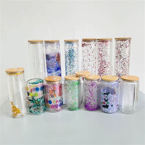 Sublimation Blanks Double Walled Snow Glass Bamboo Tumblers Libbey