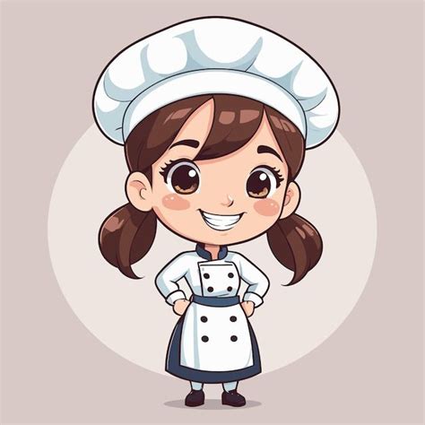 Premium Vector Cute Girl Chef Cartoon Illustration In 2024 Cartoon