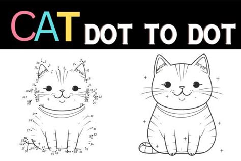 Cut Cat Dot To Dot Medium Level Puzzle Graphic By Everydaydigitalart