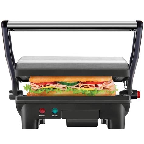 Chefman 8 In Black Electric Panini Press Grill And Gourmet Sandwich