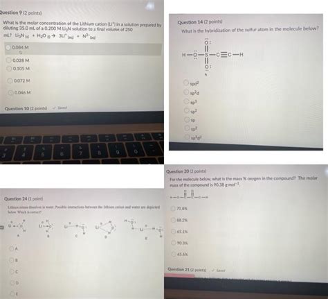 Solved Question 9 2 Points What Is The Molar Concentration Chegg