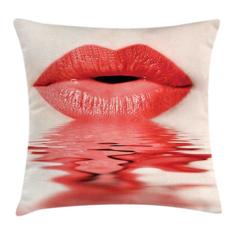 Lips Throw Pillow Cushion Cover Female Figure Blowing Kisses Over