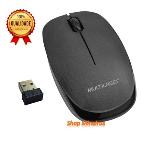 Mouse Multilaser Sem Fio Ghz Dpi Usb Preto Ultra Fino Slim