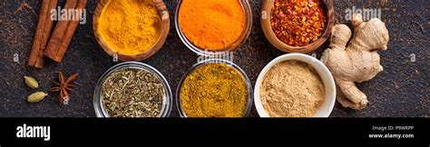 Traditional Indian Spices On Rusty Background Stock Photo Alamy