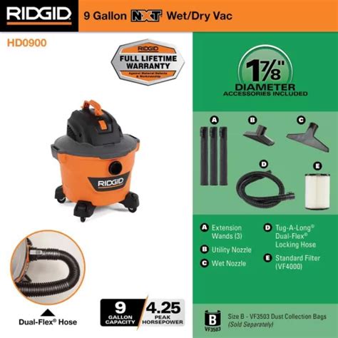 Ridgid Hd Gallon Peak Hp Nxt Wet Dry Shop Vacuum With