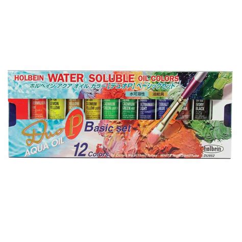 Holbein Duo Aqua Water Soluble Oil 15ml Basic Set Of 12 Assorted Colors