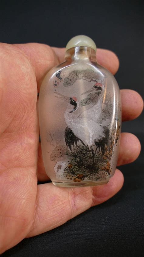 Proantic Snuff Bottle Tabatière Chinoise En Verre Peint à l Intér