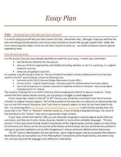 essay plan examples