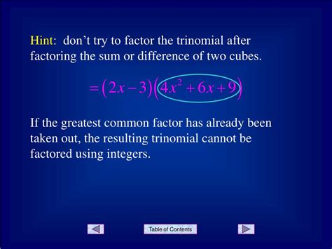 Ppt Factoring Sum And Difference Of Two Cubes Powerpoint Presentation Id 4942260