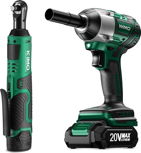 KIMO Cordless Impact Wrench 1 2 Inch Impact Wrench Kit W Premium Brake