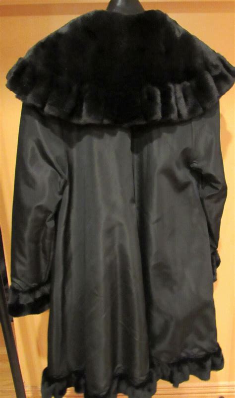 Nwt La Rockler Fur Black Dyed Reversible Black Mink Coat Taffeta