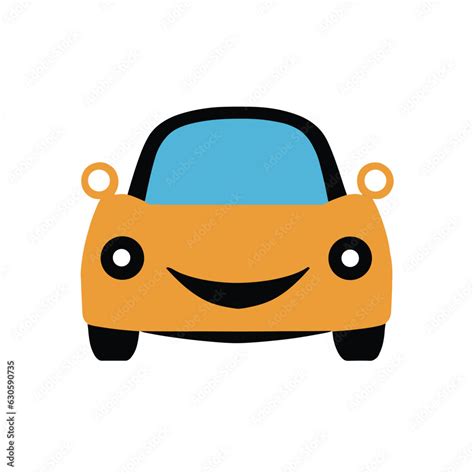 Vector illustration of car emoji also called car face, car cartoon face, car funny face, racing ...