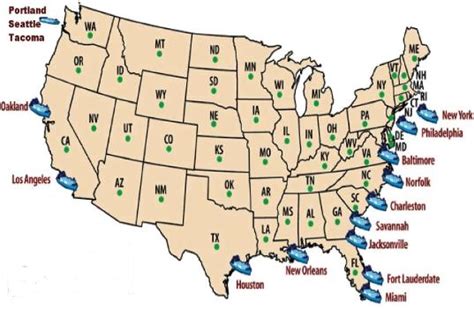 USA Sea Ports Map