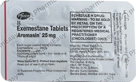 Buy Aromasin 25 Mg Tablet 15 Online At Flat 15 Off Pharmeasy