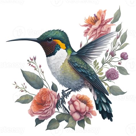 Aquarell Kolibri Clip Art Aquarell Vogel Kolibri Blumen Hand