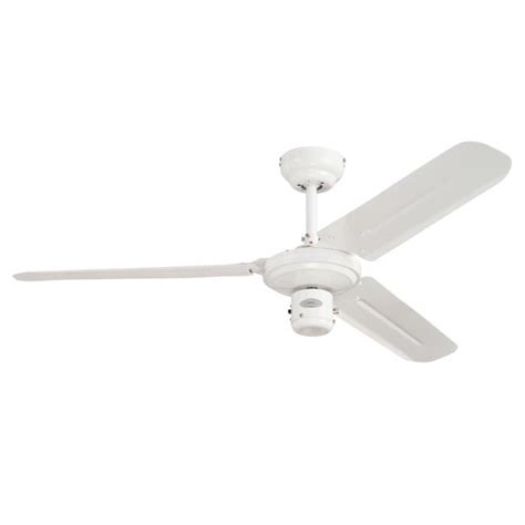 Cm Westinghouse Industrial Ceiling Fan In White With White Steel Blades