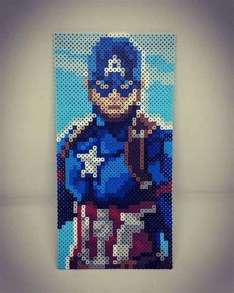 Captain America Perler Beads Perler Bead Art Perler Bead Patterns