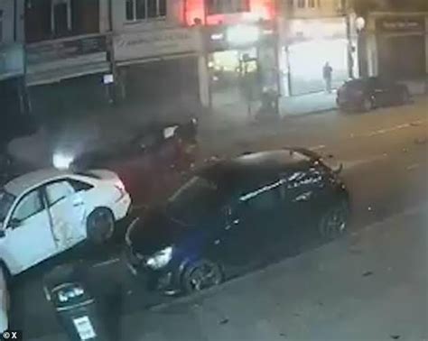 Shocking Moment Speeding Driver Causes Devastation By Smashing Into Six