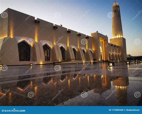 Imam Abdul Wahab Mosque The Qatar State Grand Mosque Stock Photo