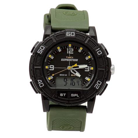 Timex Men S T499679j Expedition Double Shock Black Green Digital Analog Watch