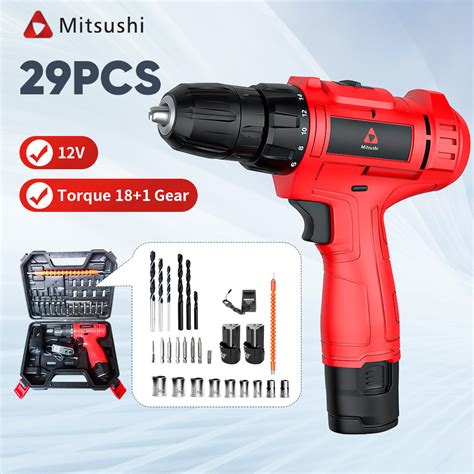 Mitsushi Cordless Electric Drill 12v High Power Drill Battery