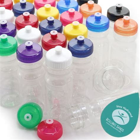 Rolling Sands BPA-Free 24 Ounce Clear/Rainbow Water Bottles, Bulk 100 Pack, Made in USA ...