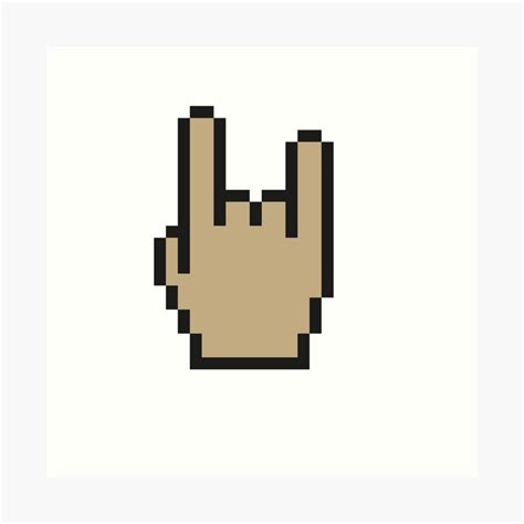 Hand Heavy Metal Pixel Art Art Print By FirstRadiant Redbubble