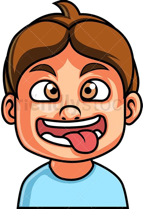 Little Boy Crazy Face Cartoon Vector Clipart - FriendlyStock