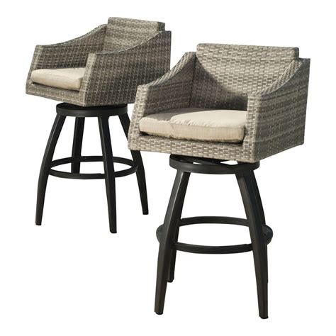 Rst Brands Cannes All Weather Wicker Motion Patio Bar Stool With Slate