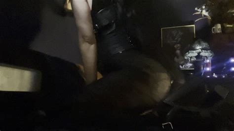 Extremly Hot Mistress In Leather Corset And Pantyhose Is Edging Her Pussy Until Shaking Orgasm
