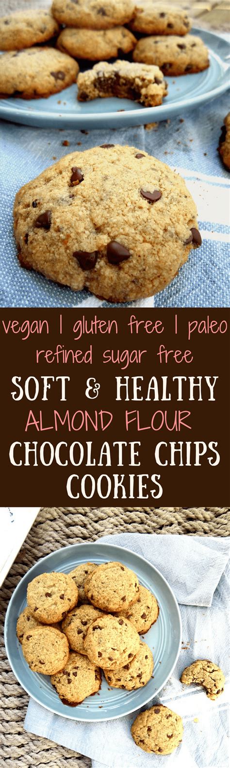 Soft Healthy Almond Flour Chocolate Chip Cookies Gf Paleo Vegan