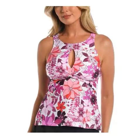 Women S 24th And Ocean Alexandria Tile High Neck Key Hole Swim Tankini