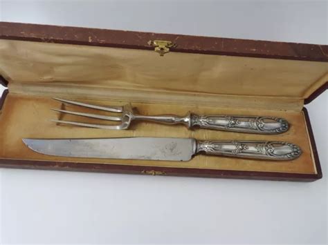 Ancien Service A D Couper Gigot Viande Couverts Couteau Fourchette