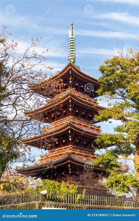 Five Storied Pagoda Of Kaneiji Temple At Ueno Park In Tokyo Stock Image