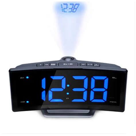 FM Radio Clock Projection Alarm Clock Mirror LED Digital Electronic Table Watch Desktop ...