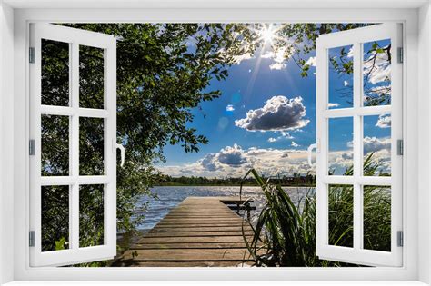 3D WANDBILD FOTOTAPETE FENSTERBLICK Natur Strand Wald VLIES