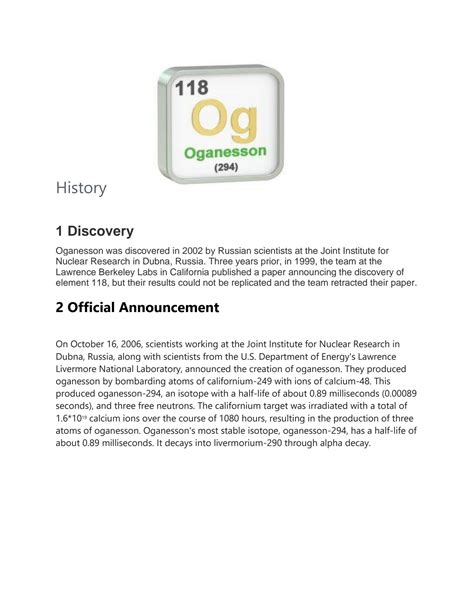 SOLUTION: New elements added to the periodic table oganesson - Studypool