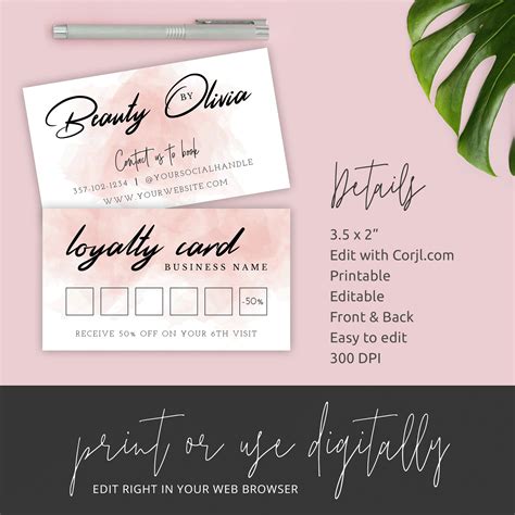 Loyalty Card Template Editable Customer Rewards Card Ms Word