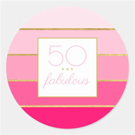 Modern Hot Pink And Gold 50 And Fabulous Birthday Classic Round Sticker